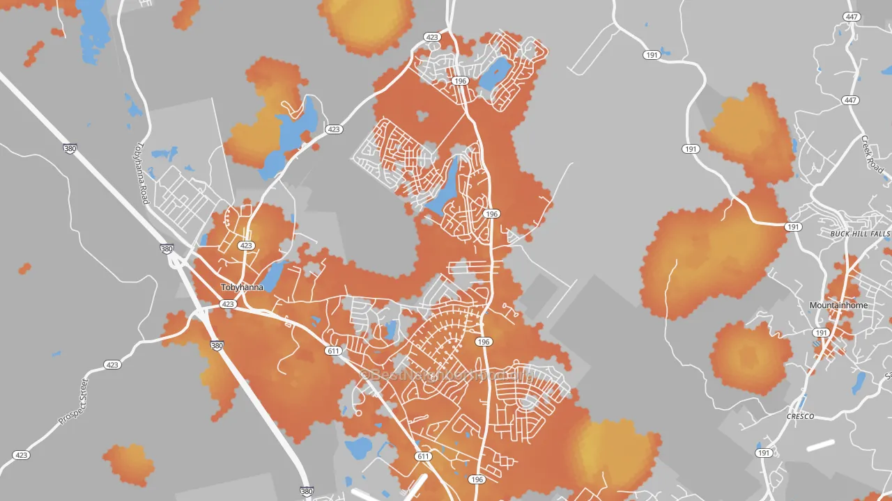 Bike Grade map of 18466, PA