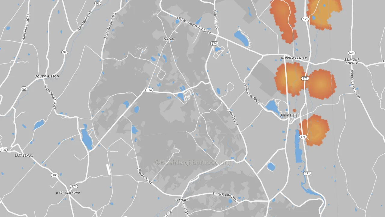 Bike Grade map of 18470, PA