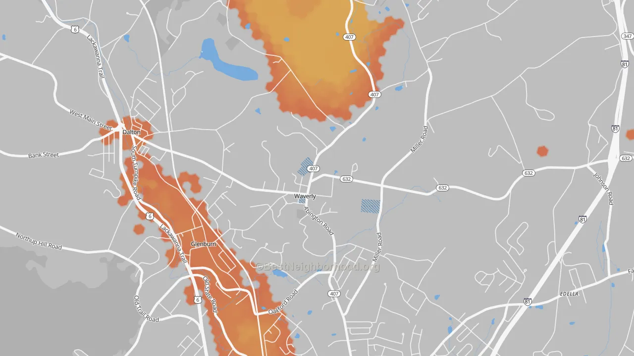 Bike Grade map of 18471, PA