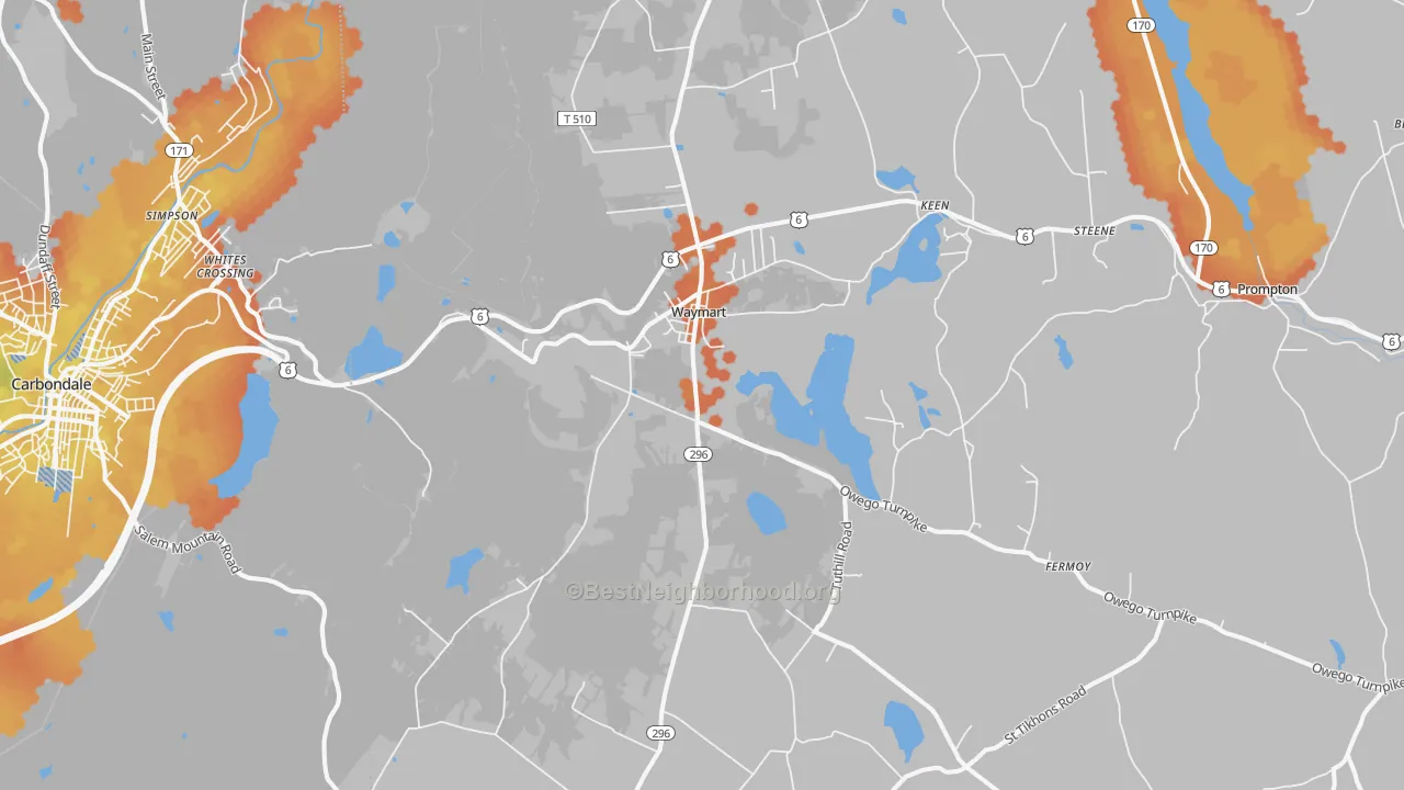 Bike Grade map of 18472, PA