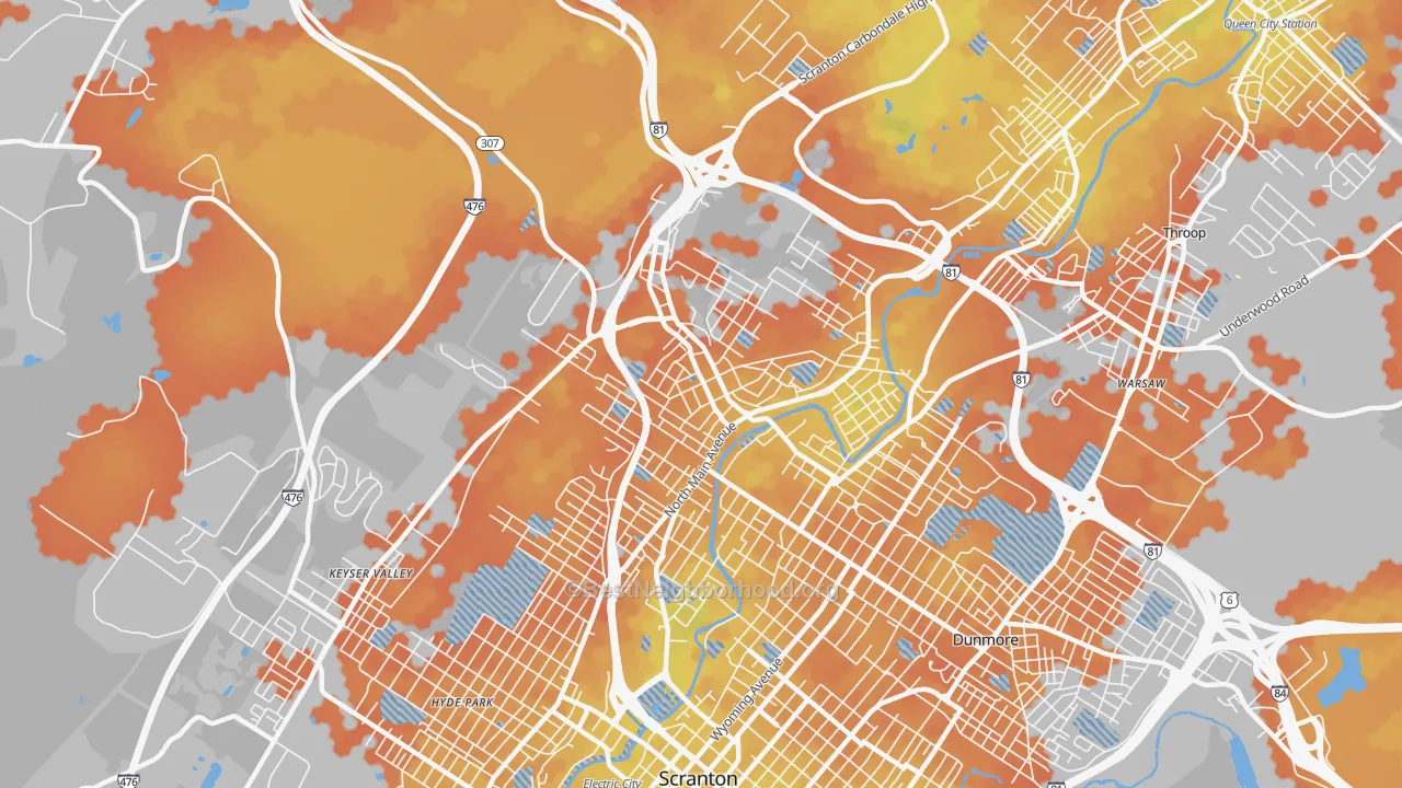 Bike Grade map of 18508, PA