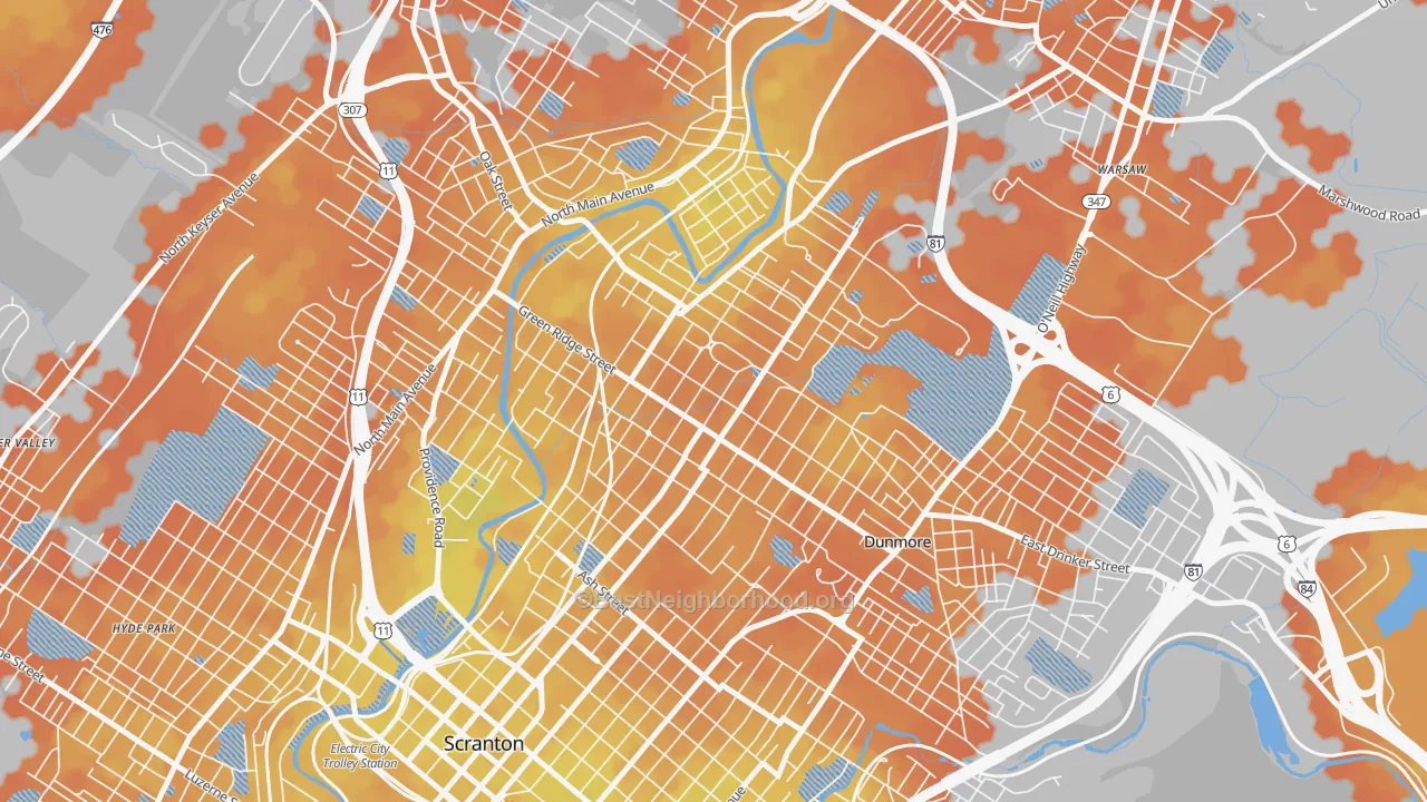 Bike Grade map of 18509, PA