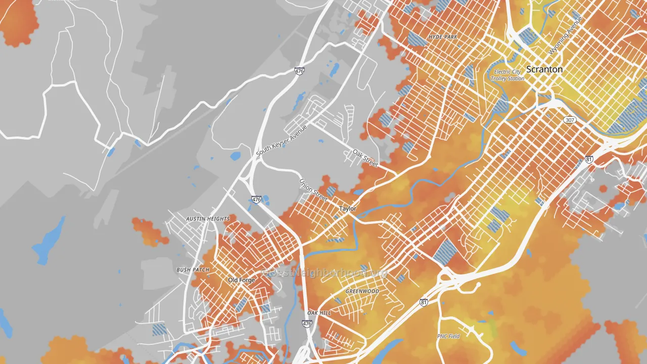 Bike Grade map of 18517, PA