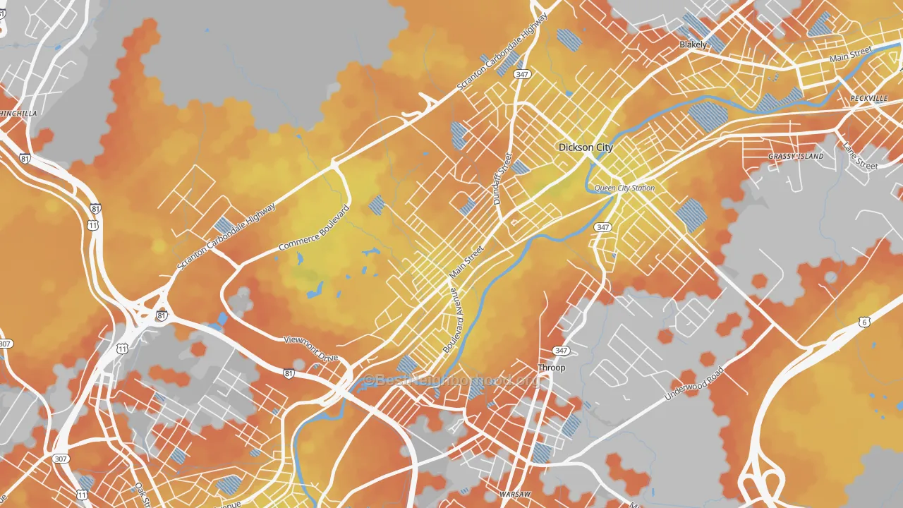 Bike Grade map of 18519, PA