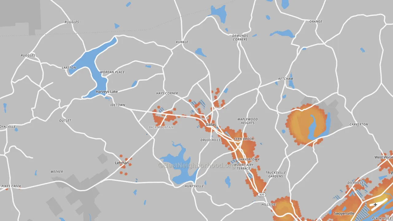 Bike Grade map of 18612, PA