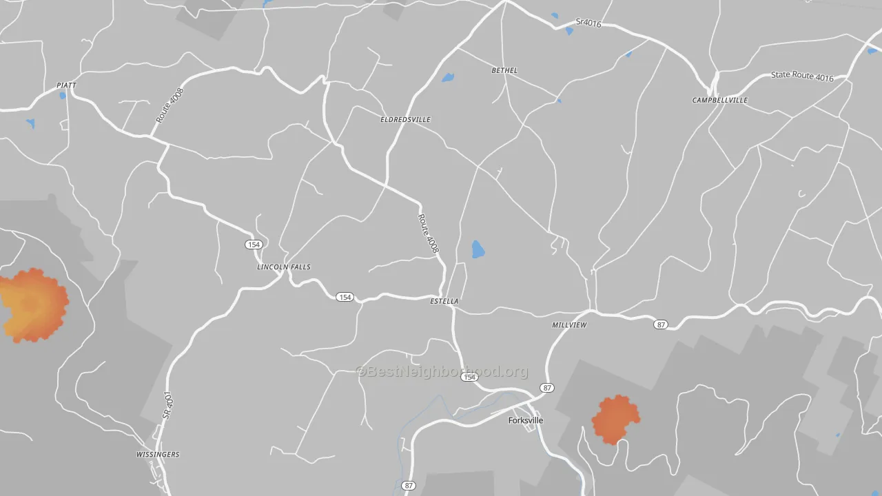 Bike Grade map of 18616, PA