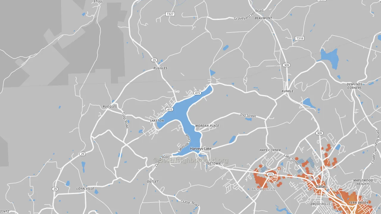 Bike Grade map of 18618, PA