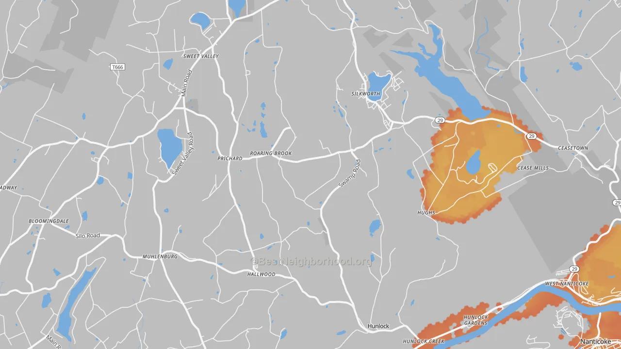 Bike Grade map of 18621, PA