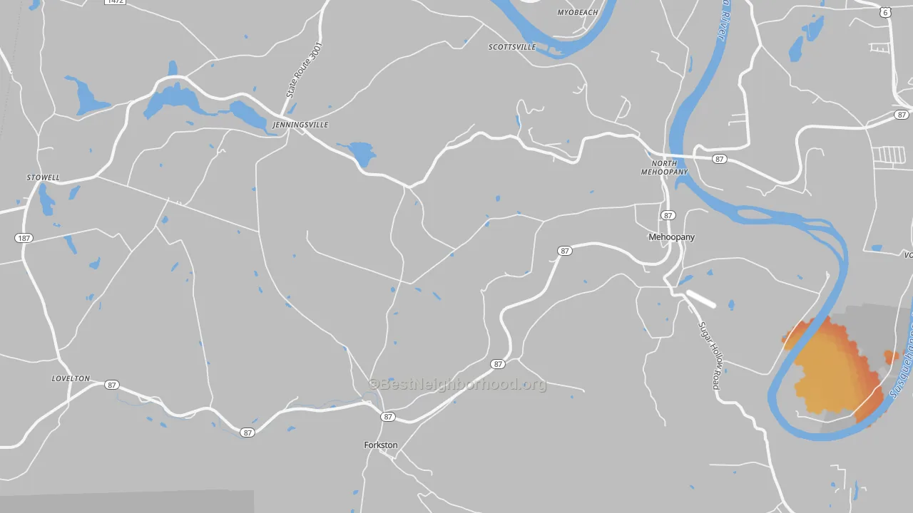 Bike Grade map of 18629, PA