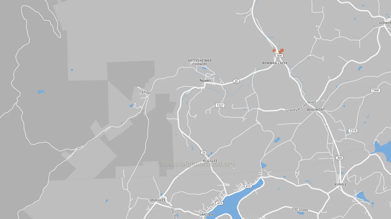 Bike Grade map of 18636, PA