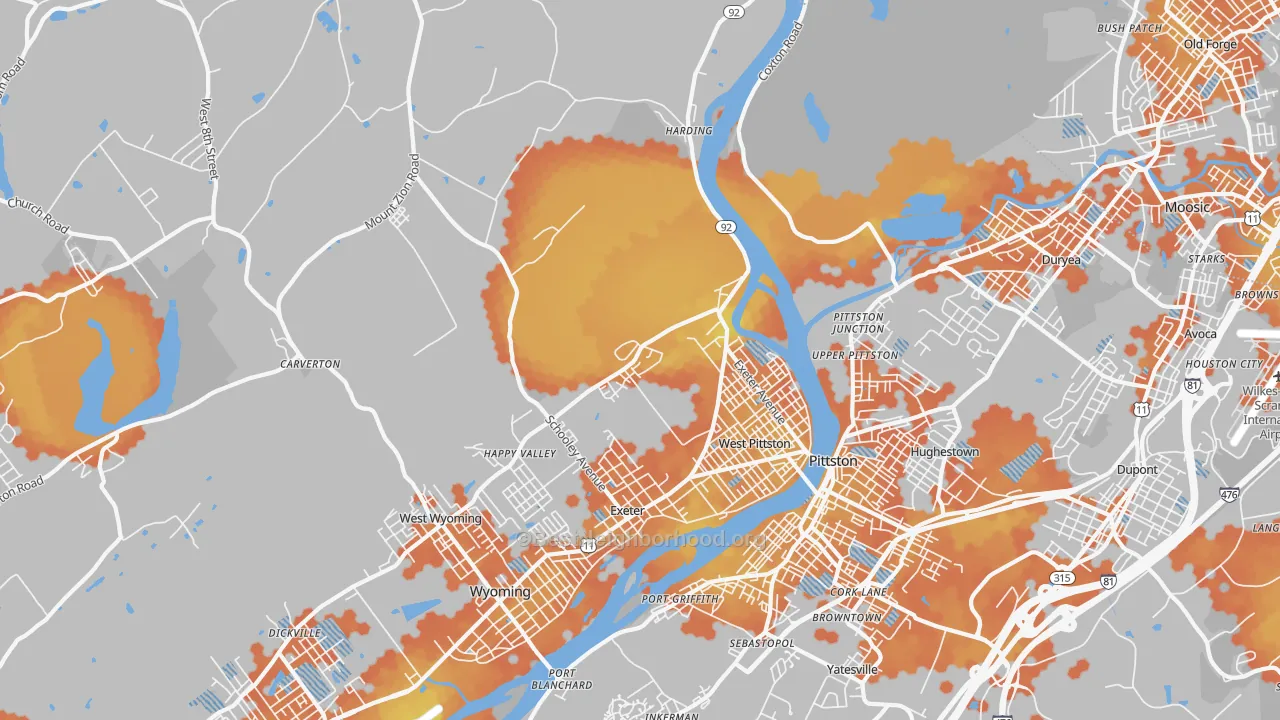 Bike Grade map of 18643, PA