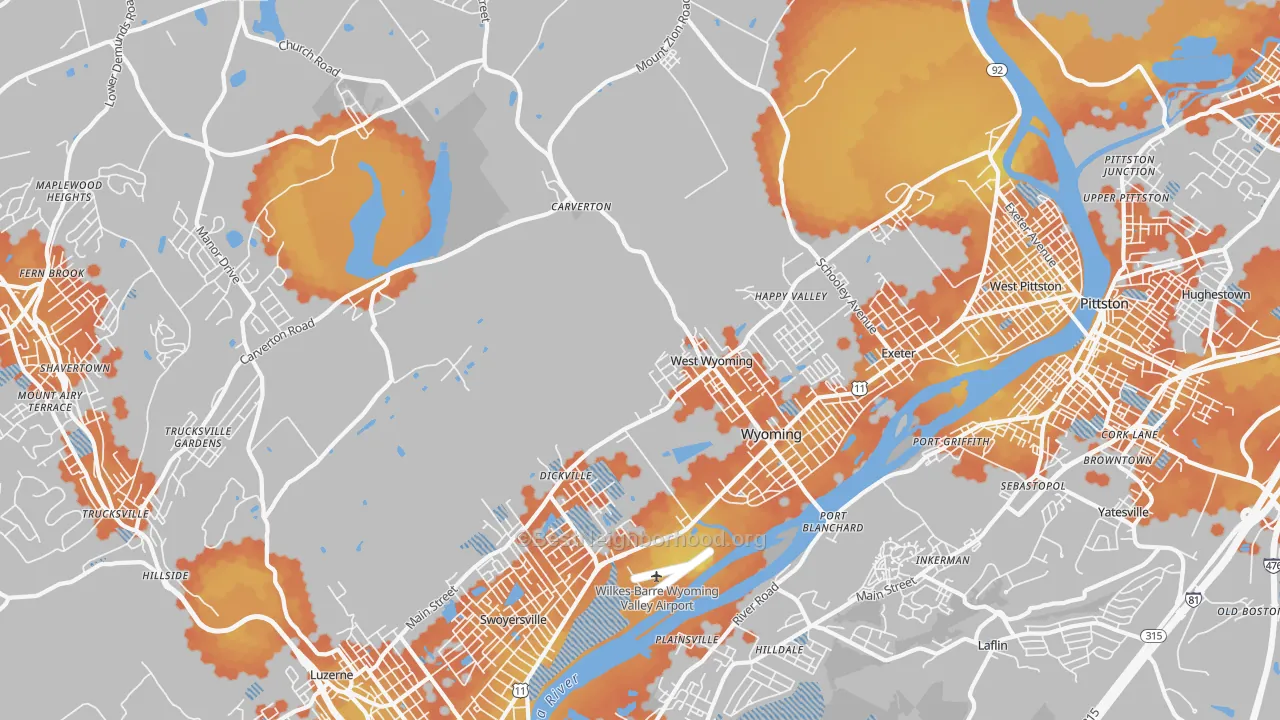 Bike Grade map of 18644, PA