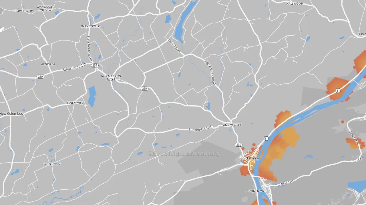 Bike Grade map of 18655, PA
