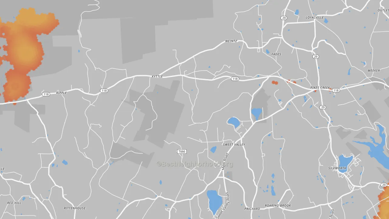 Bike Grade map of 18656, PA