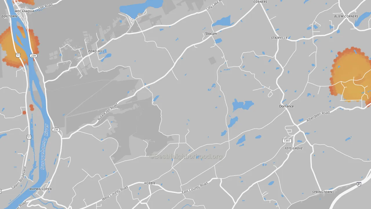 Bike Grade map of 18660, PA