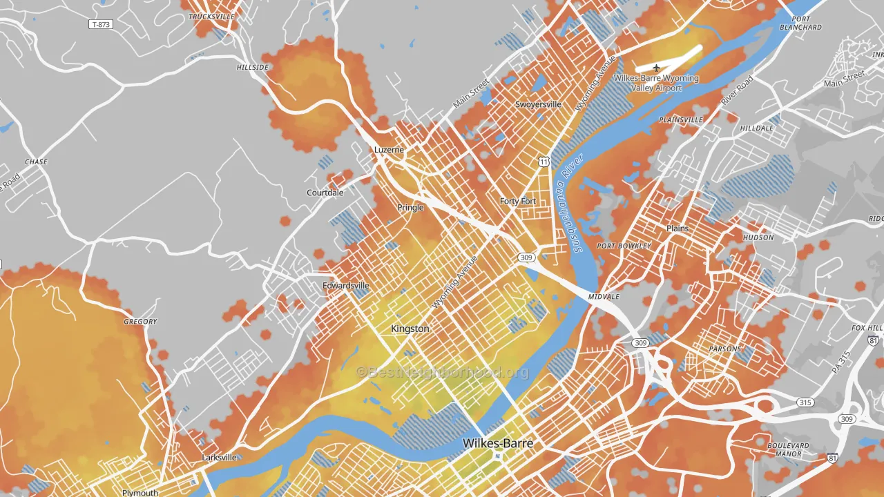 Bike Grade map of 18704, PA