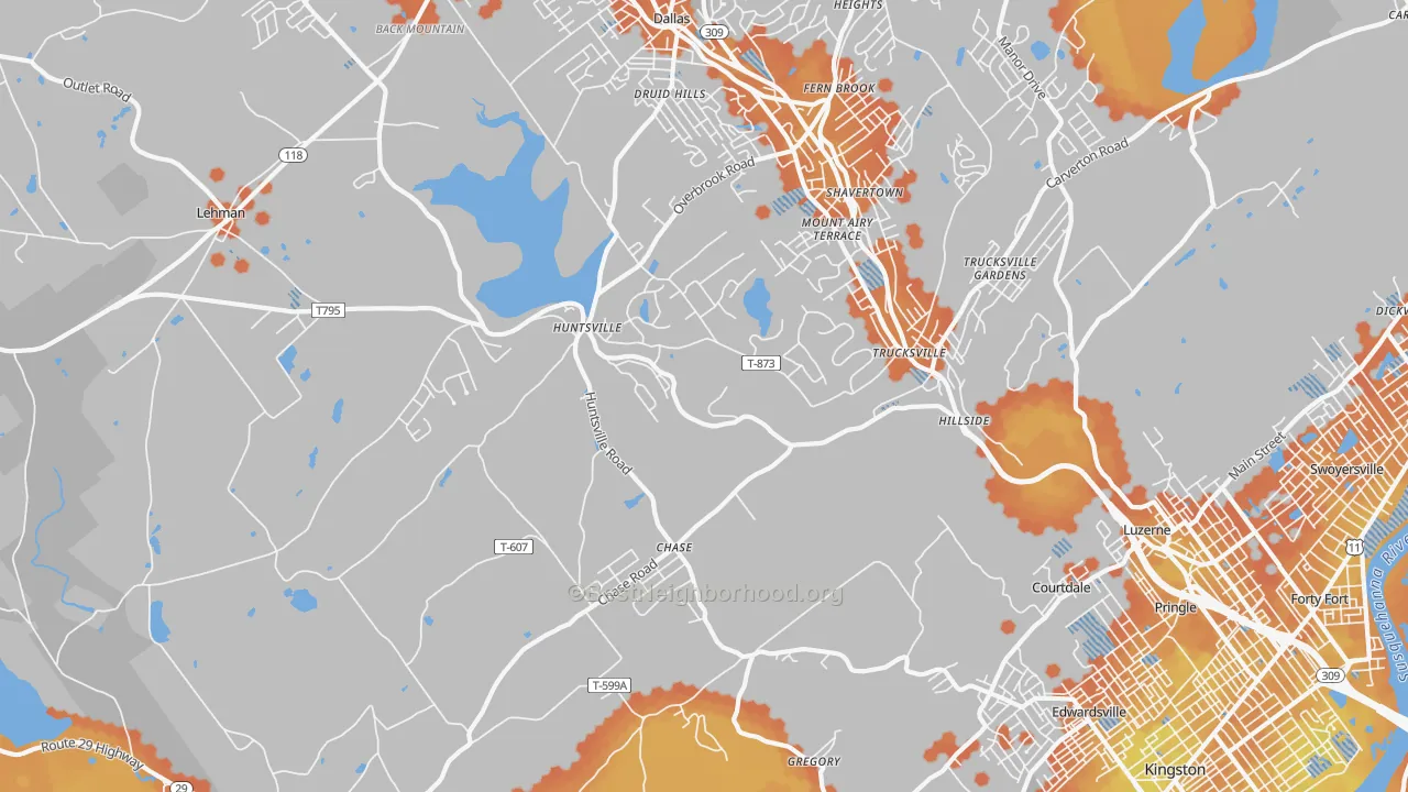 Bike Grade map of 18708, PA