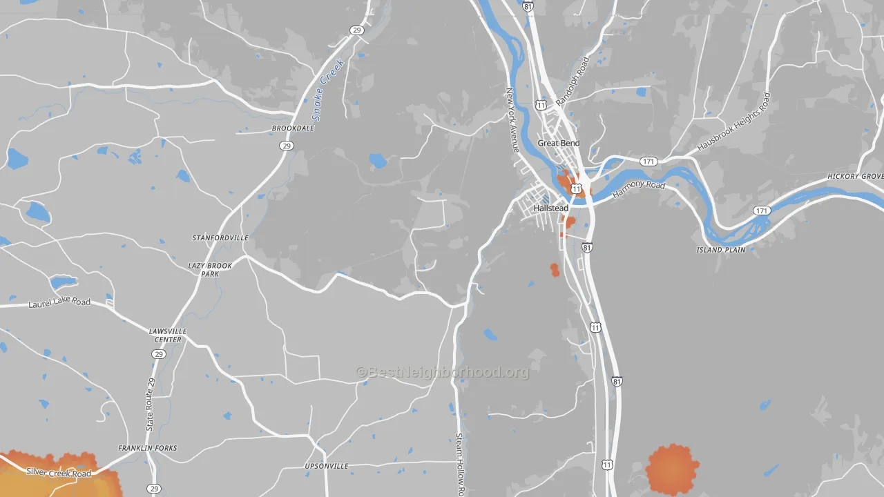Bike Grade map of 18822, PA