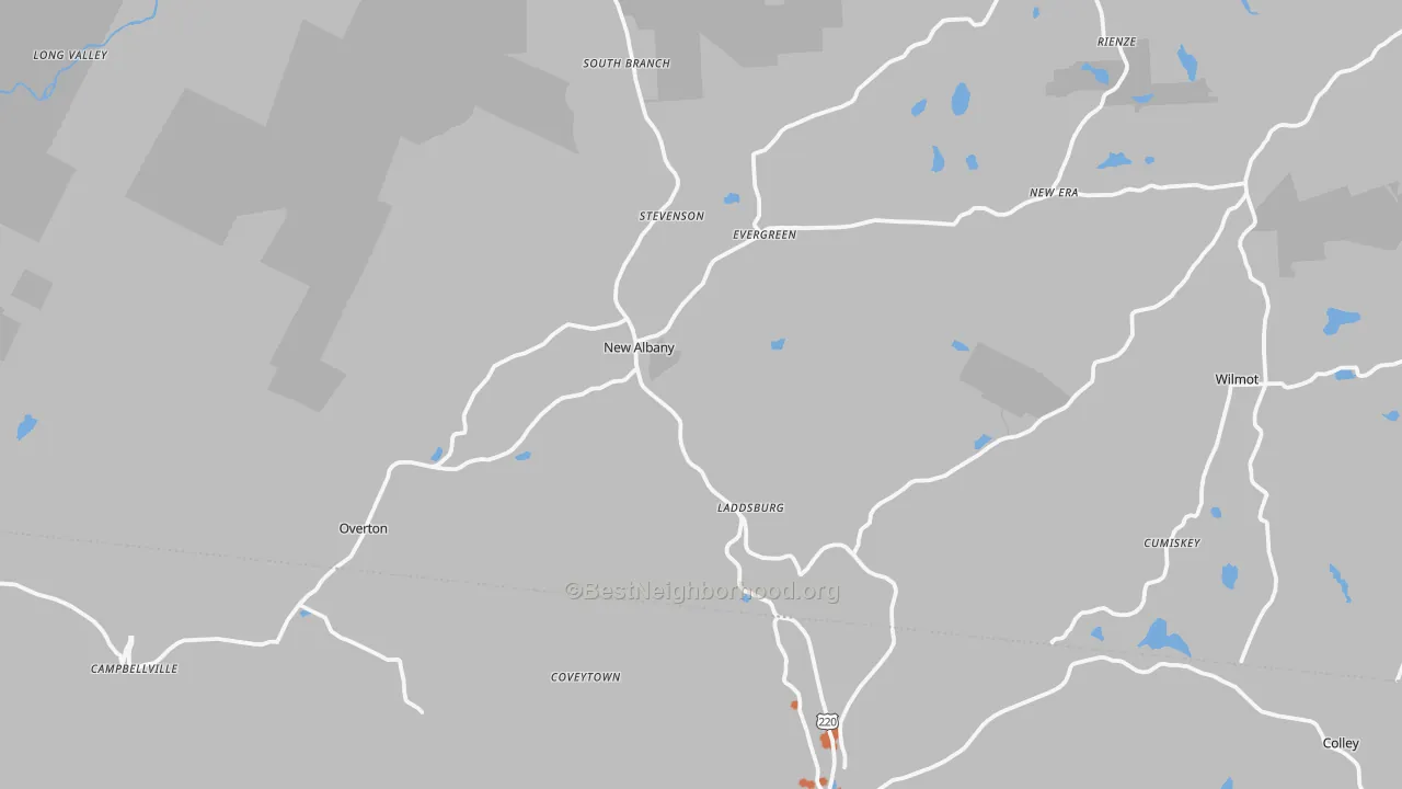Bike Grade map of 18833, PA