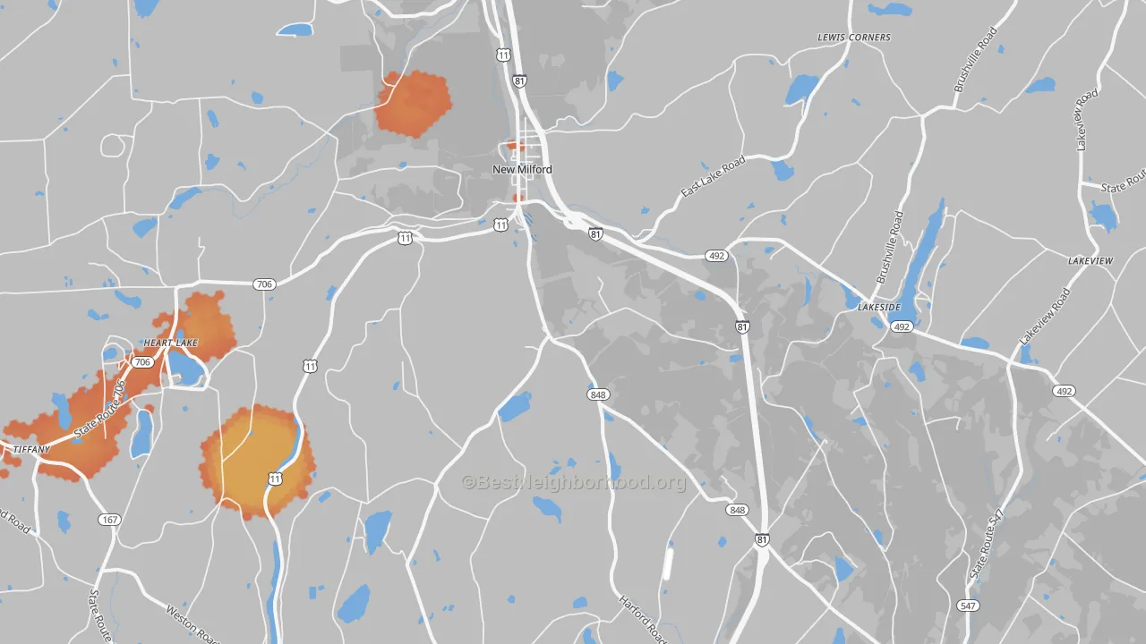 Bike Grade map of 18834, PA