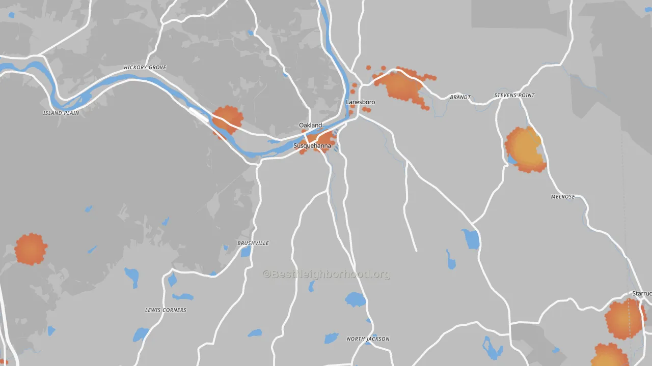 Bike Grade map of 18847, PA