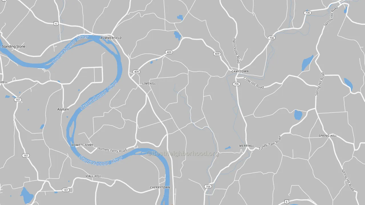 Bike Grade map of 18853, PA