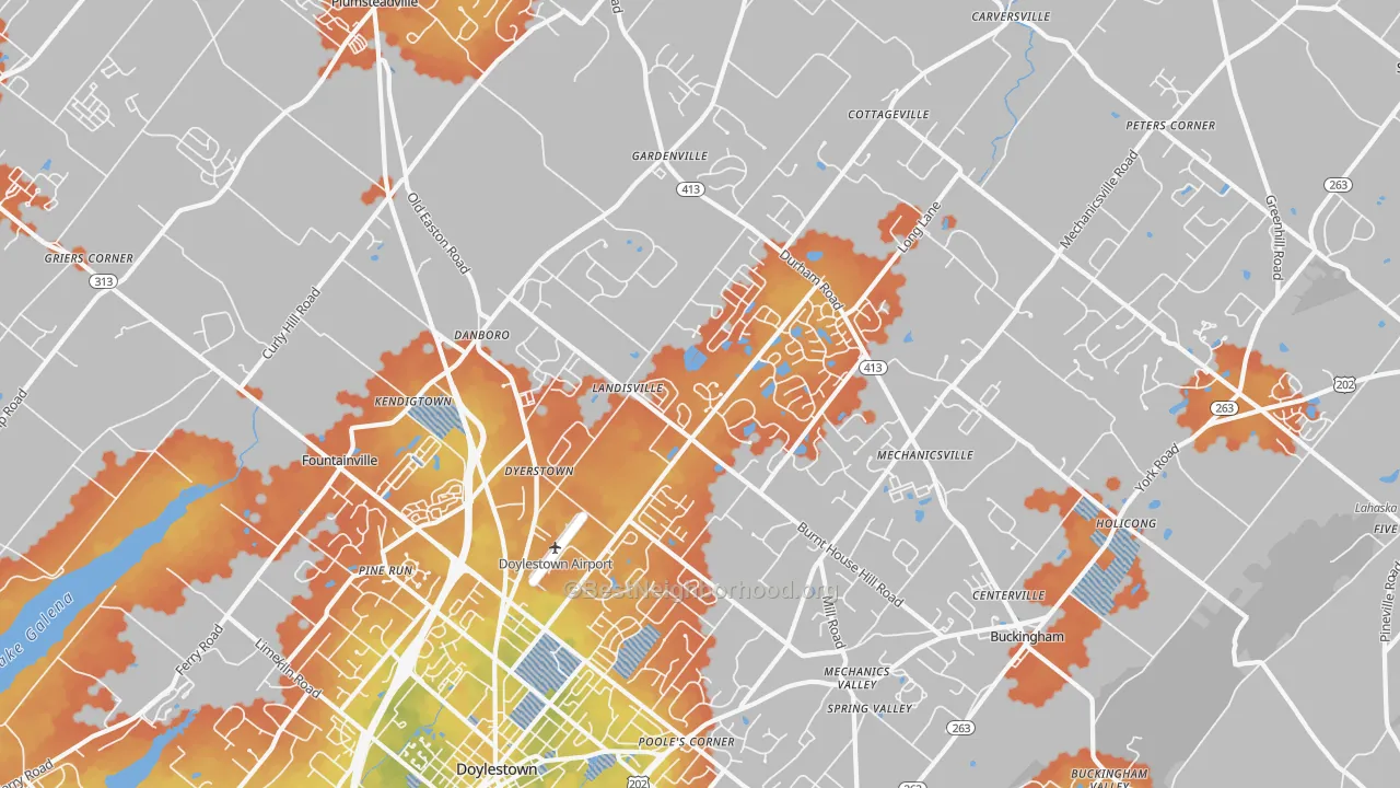 Bike Grade map of 18902, PA