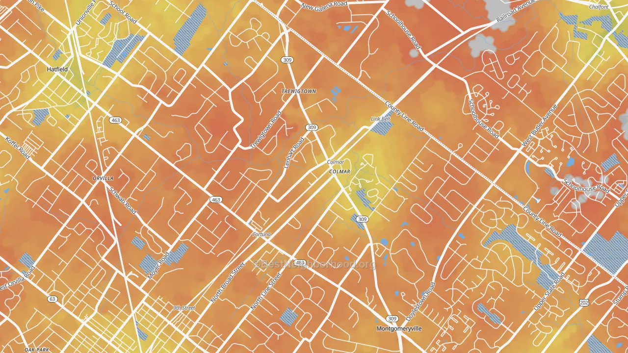Bike Grade map of 18915, PA