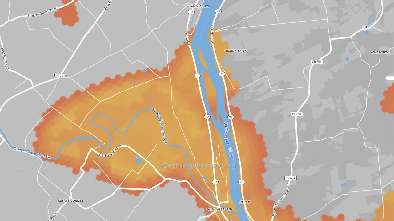 Bike Grade map of 18950, PA