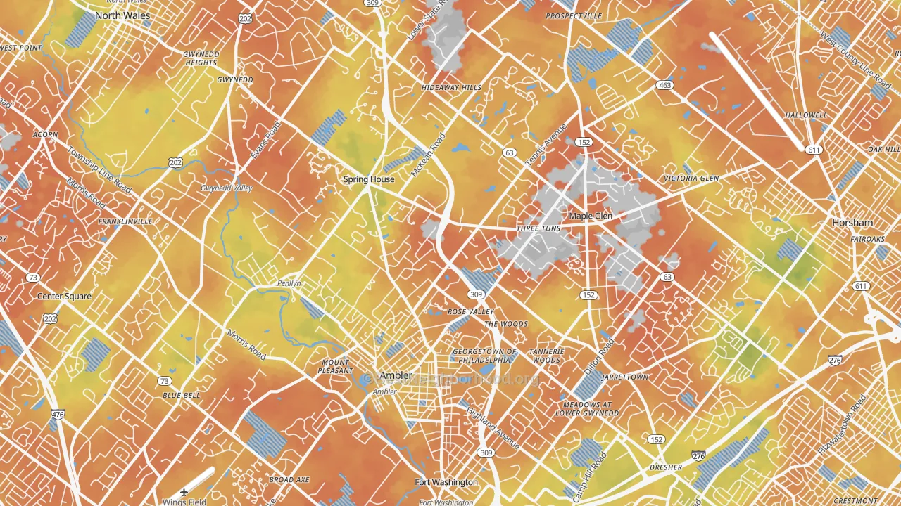 Bike Grade map of 19002, PA