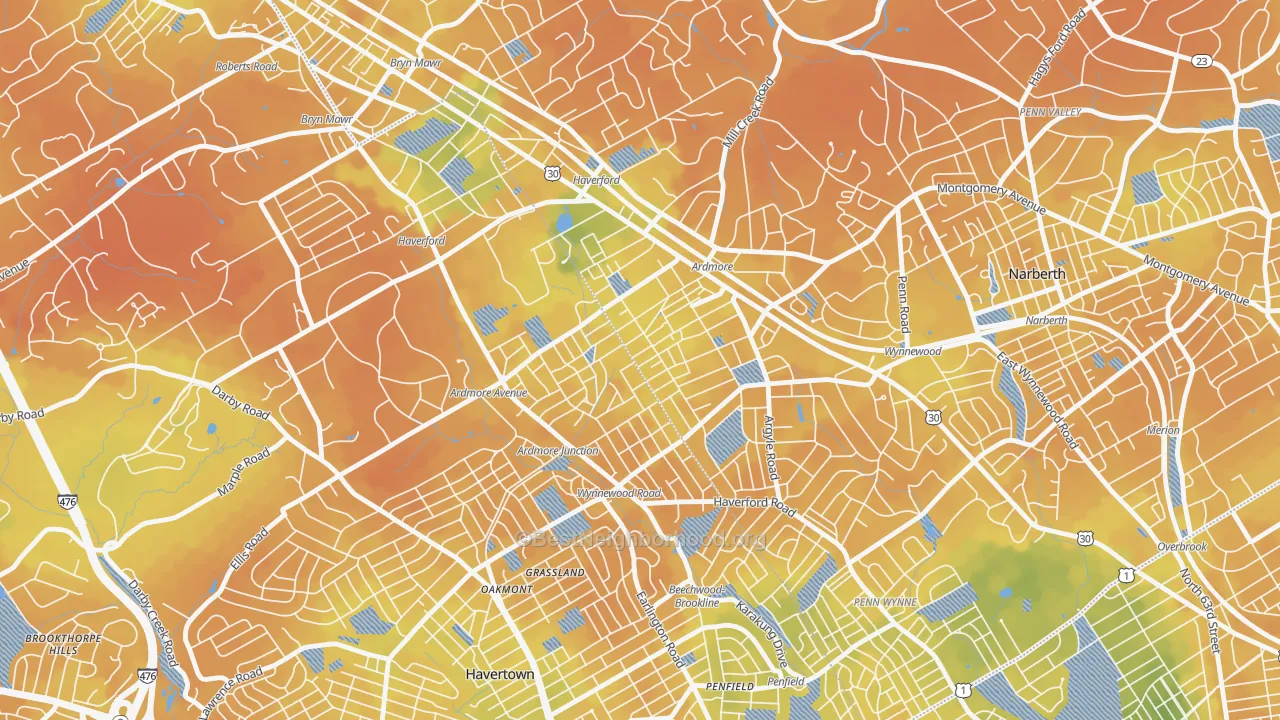 Bike Grade map of 19003, PA