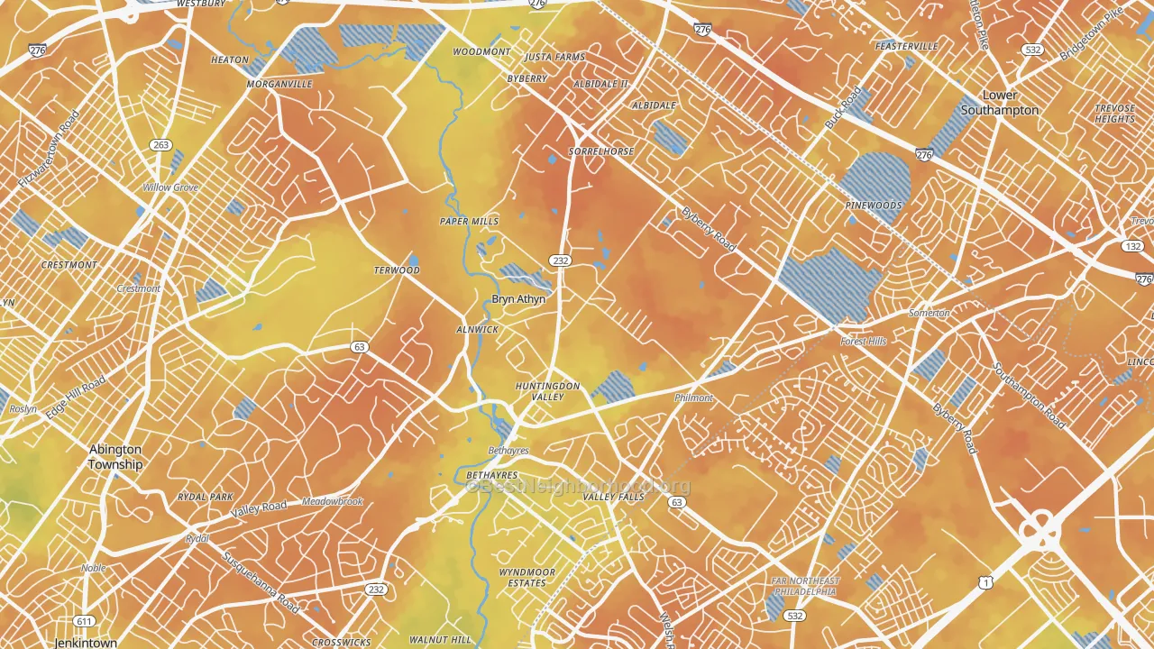 Bike Grade map of 19006, PA