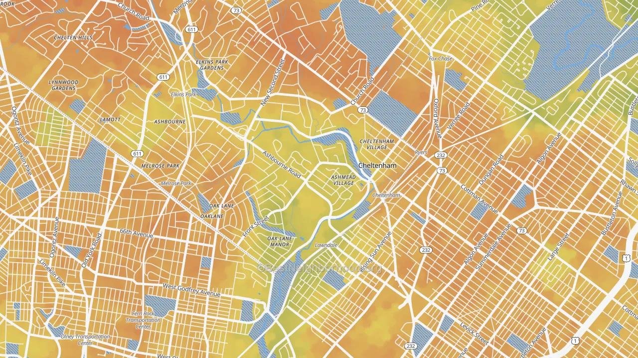 Bike Grade map of 19012, PA