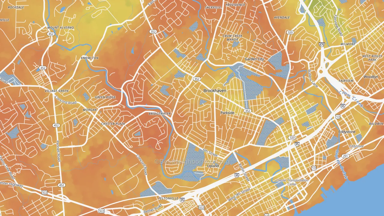 Bike Grade map of 19015, PA