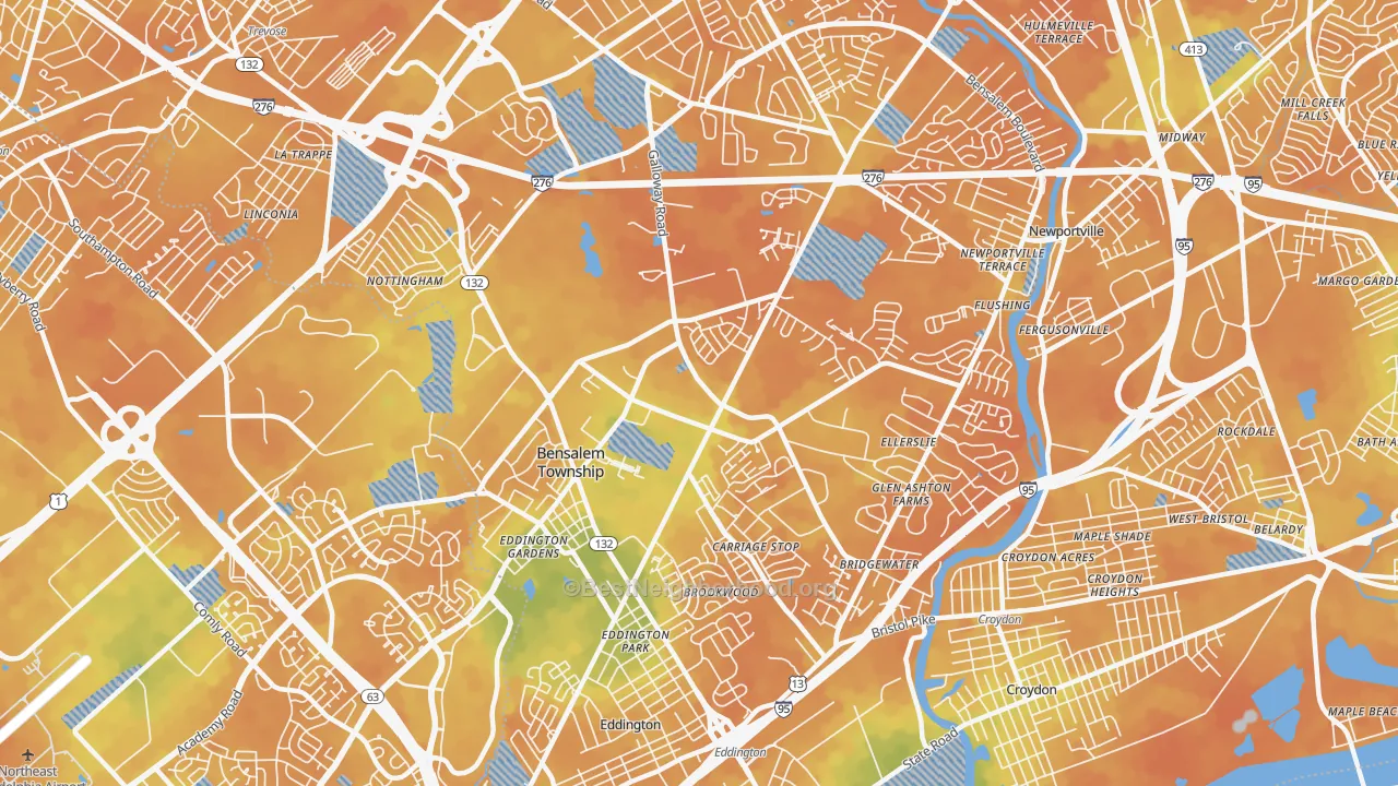 Bike Grade map of 19020, PA