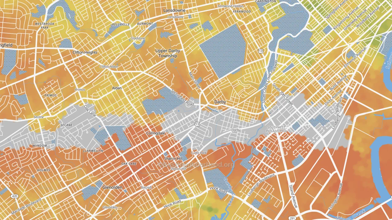 Bike Grade map of 19023, PA