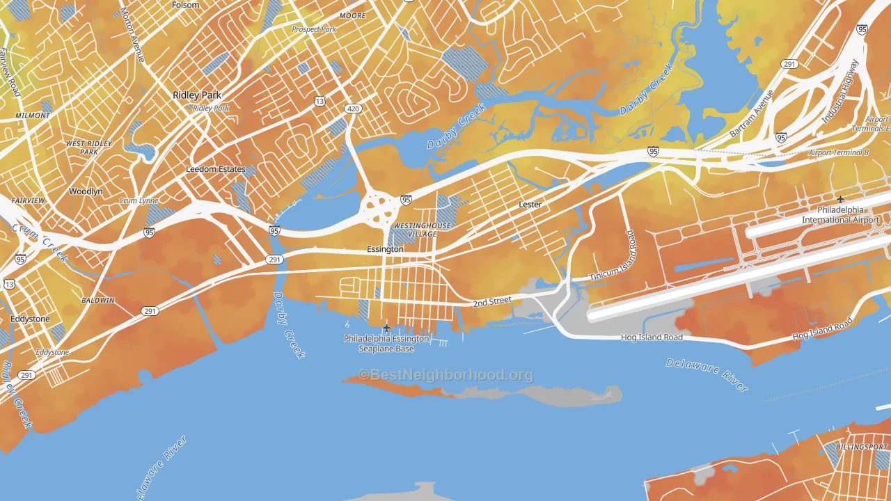 Bike Grade map of 19029, PA