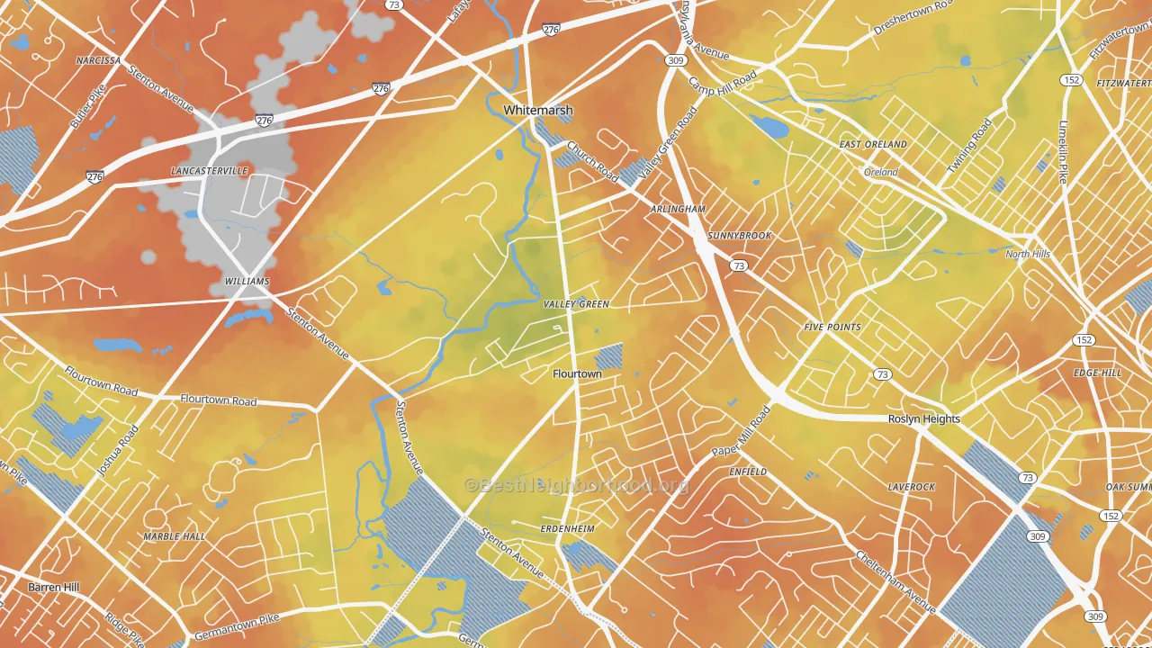 Bike Grade map of 19031, PA