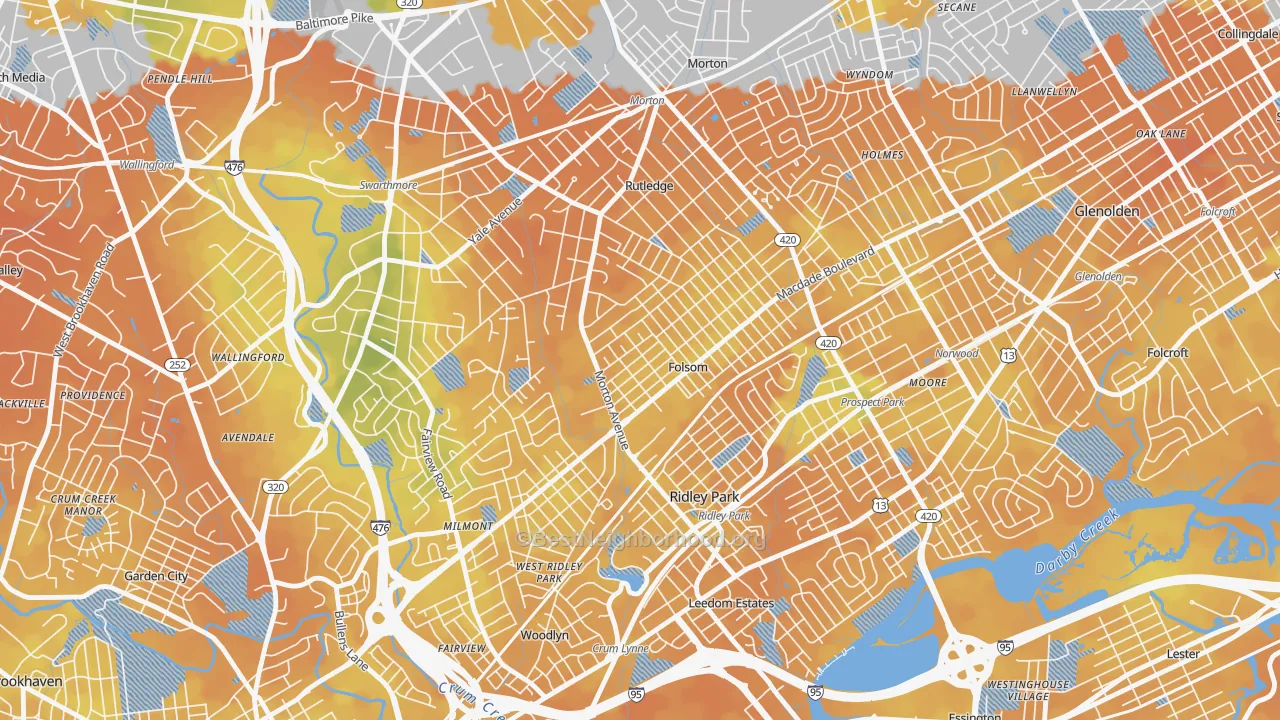 Bike Grade map of 19033, PA