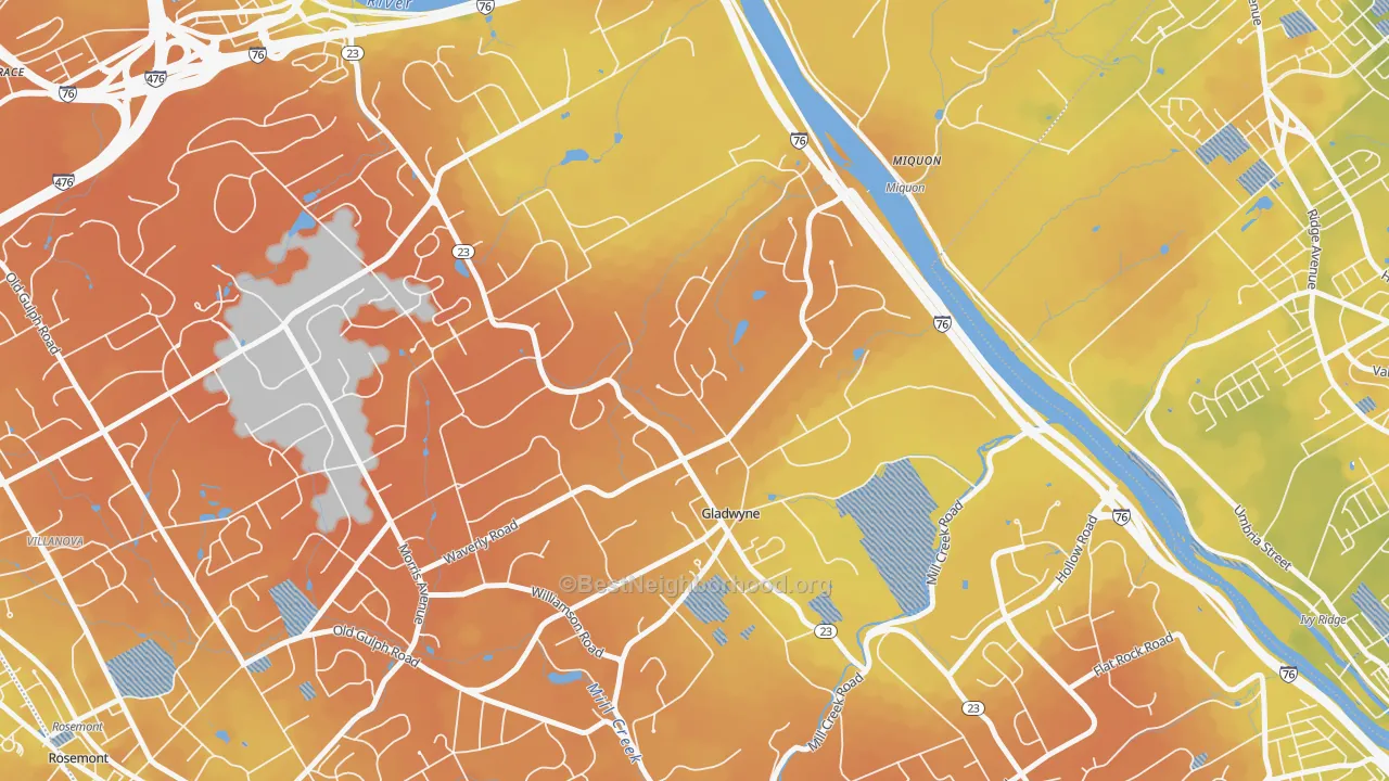 Bike Grade map of 19035, PA