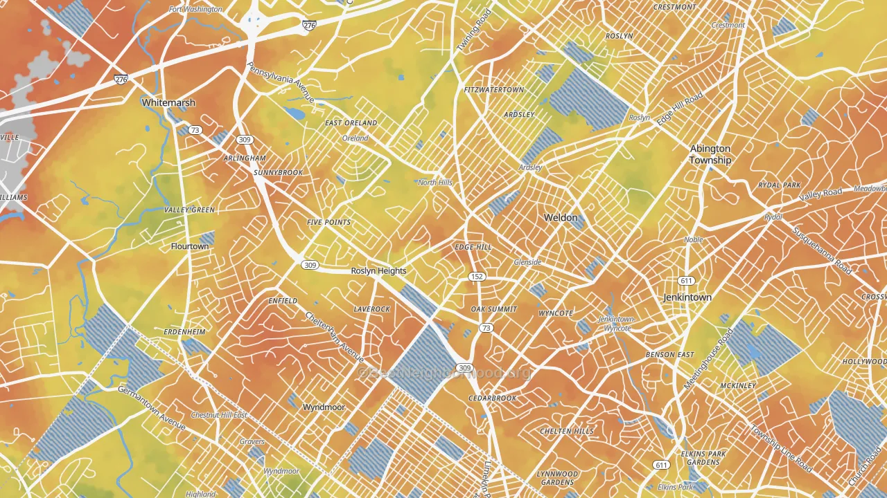 Bike Grade map of 19038, PA