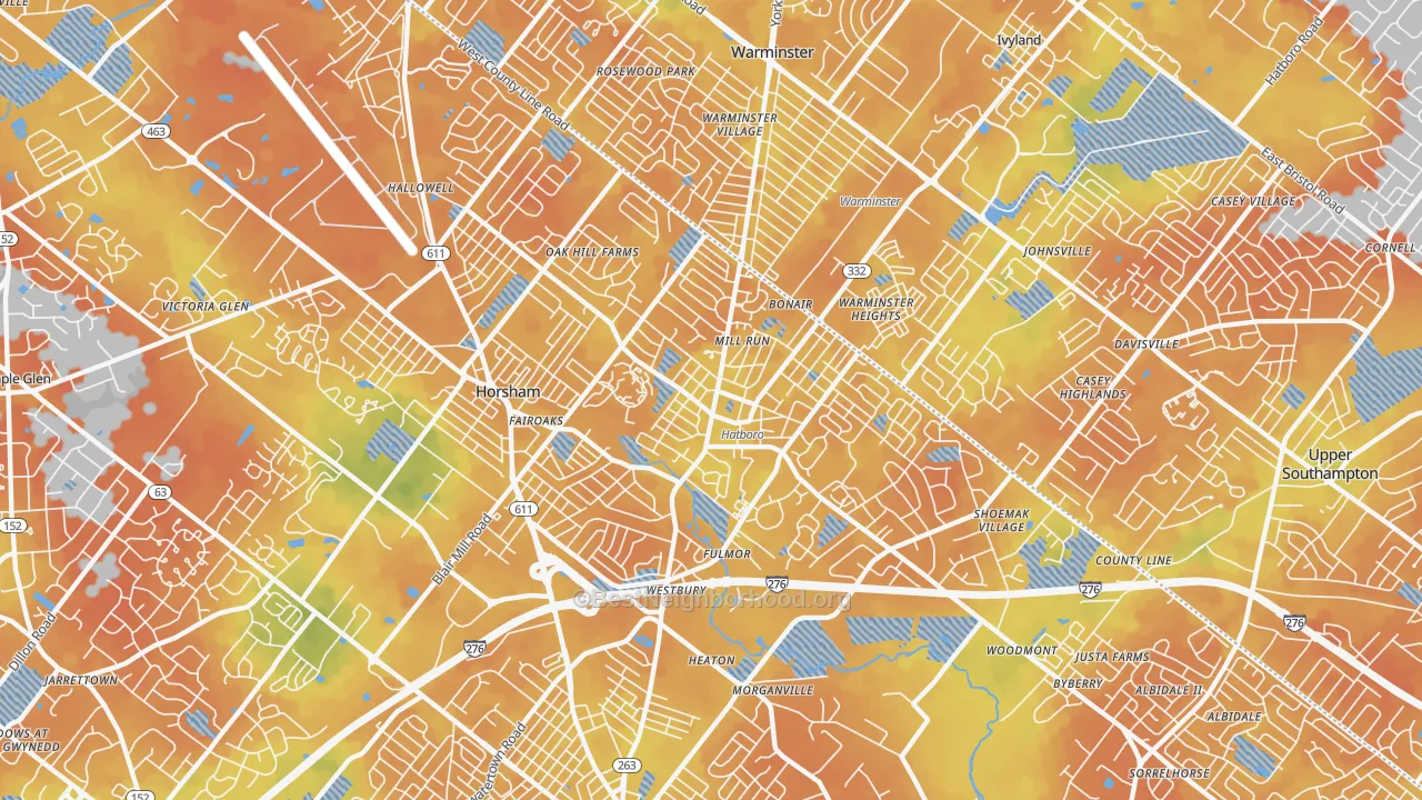Bike Grade map of 19040, PA
