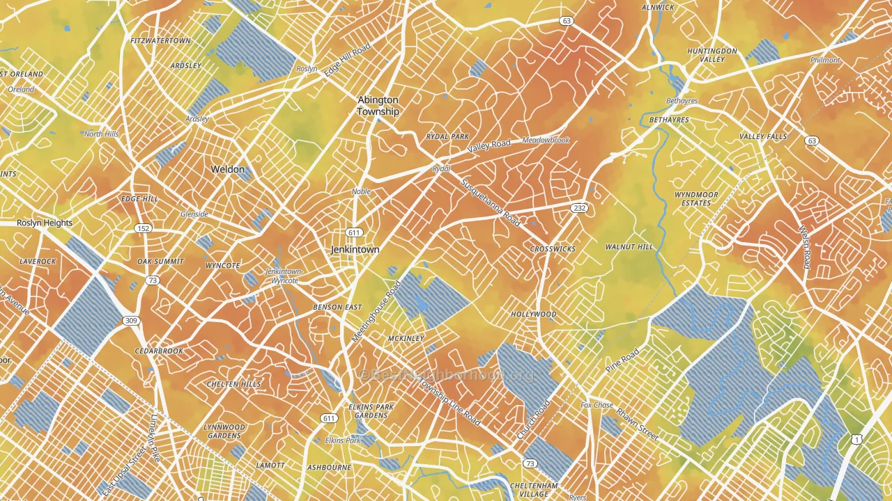Bike Grade map of 19046, PA