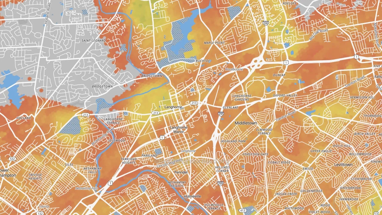 Bike Grade map of 19047, PA