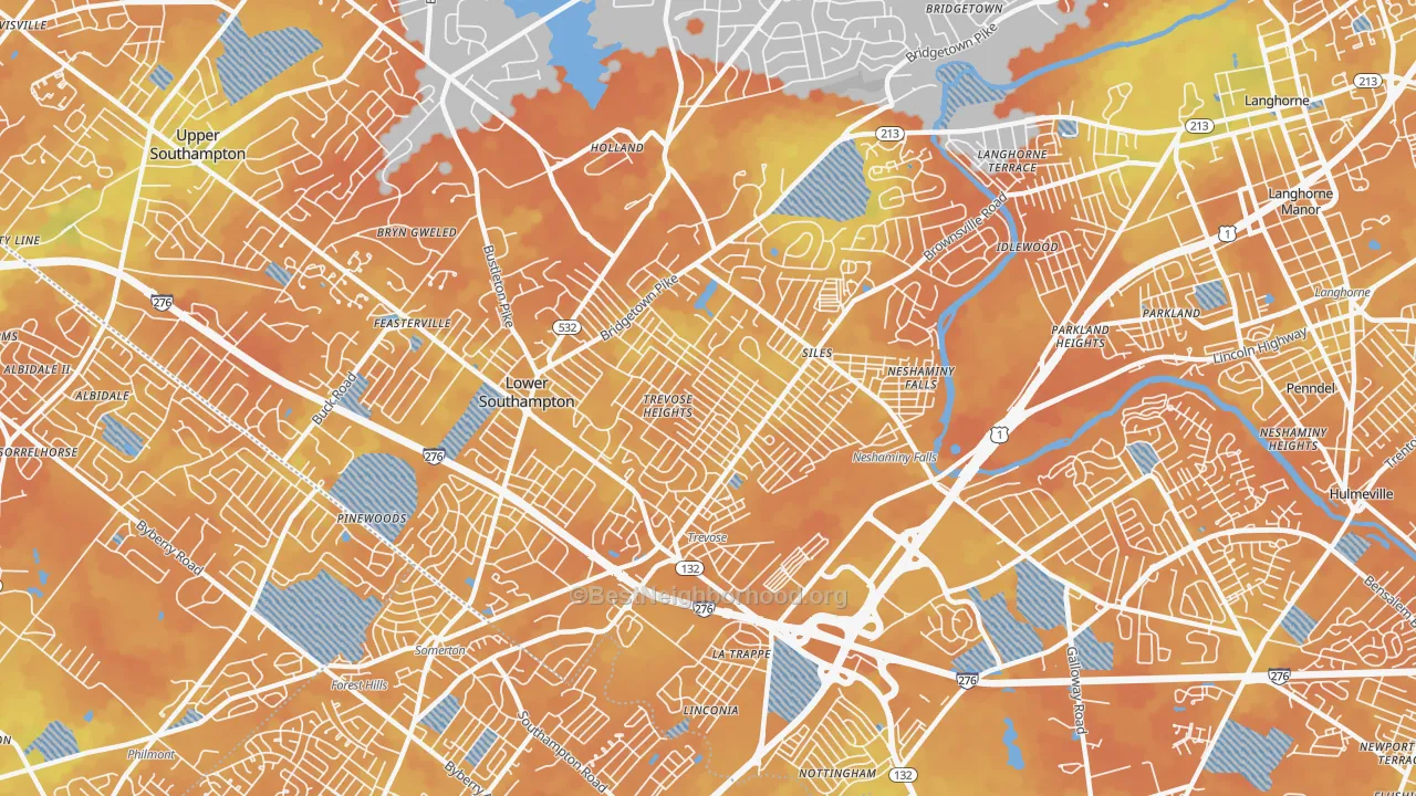 Bike Grade map of 19053, PA