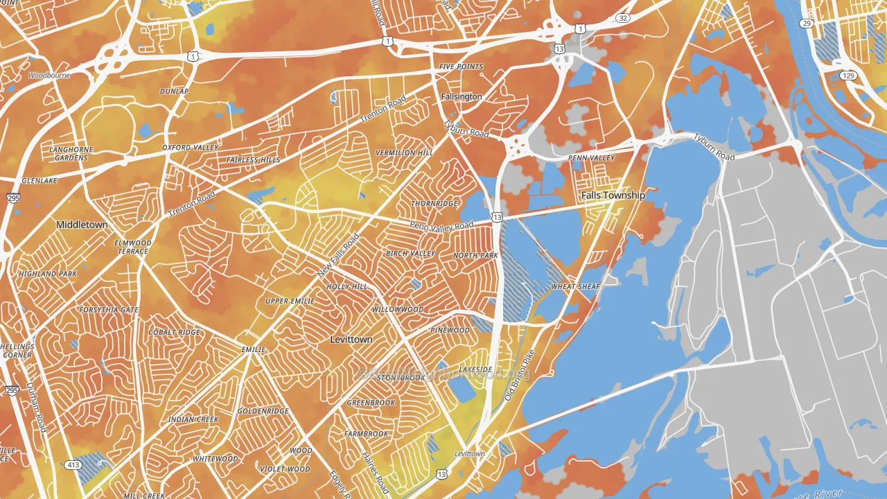 Bike Grade map of 19054, PA