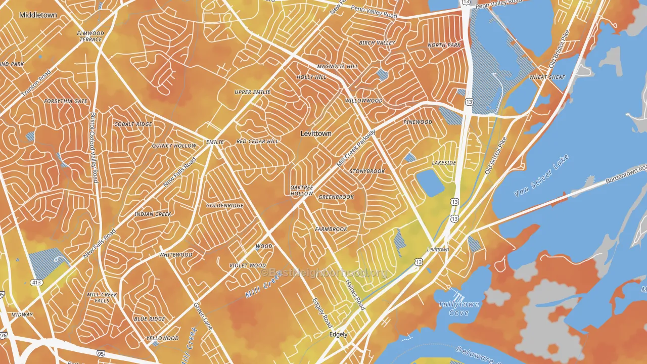 Bike Grade map of 19055, PA