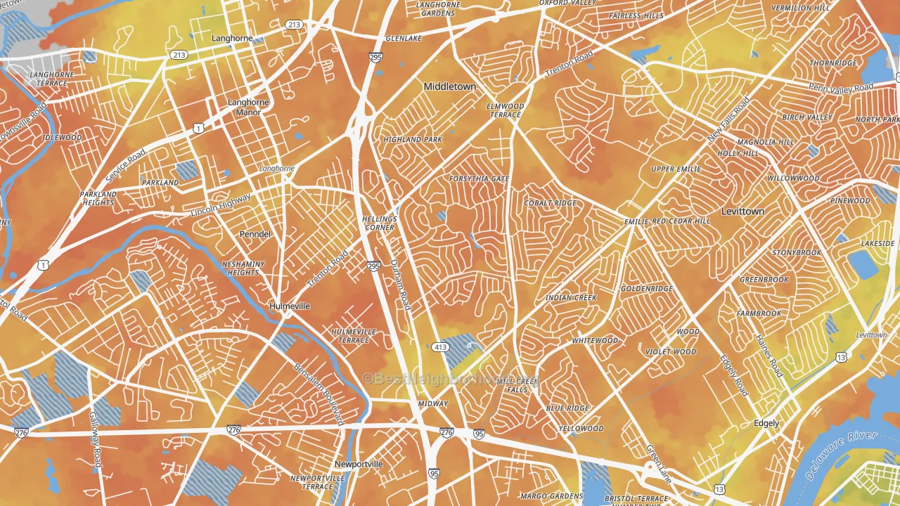 Bike Grade map of 19056, PA