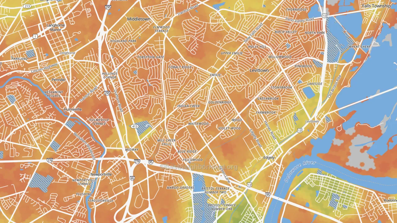 Bike Grade map of 19057, PA