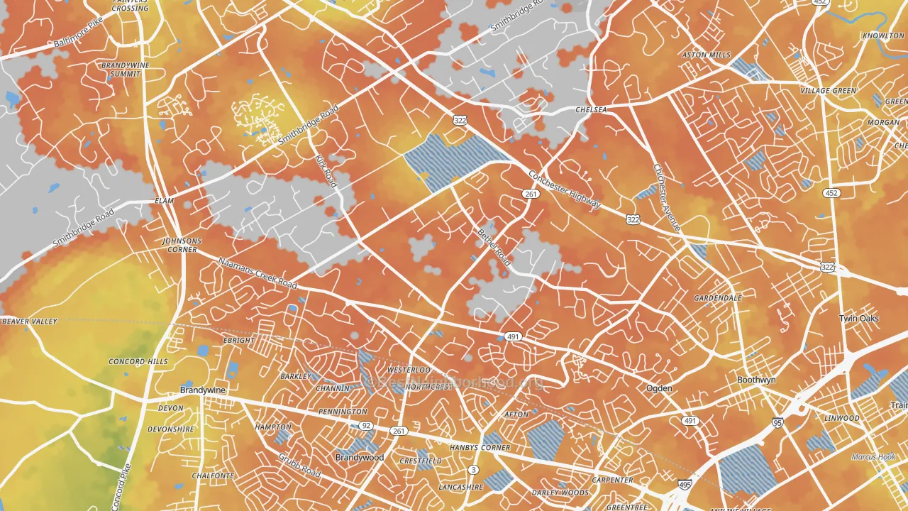 Bike Grade map of 19060, PA